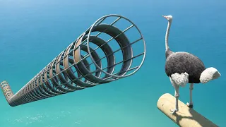 قراند 6 باركور العنامة مضحك 🐸 GTA 6 Ostrich Trapped in a Giant Ocean Cage