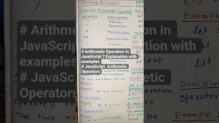 Arithmetic Operation in JavaScript Explanation with examples l JavaScript Arithmetic Operators