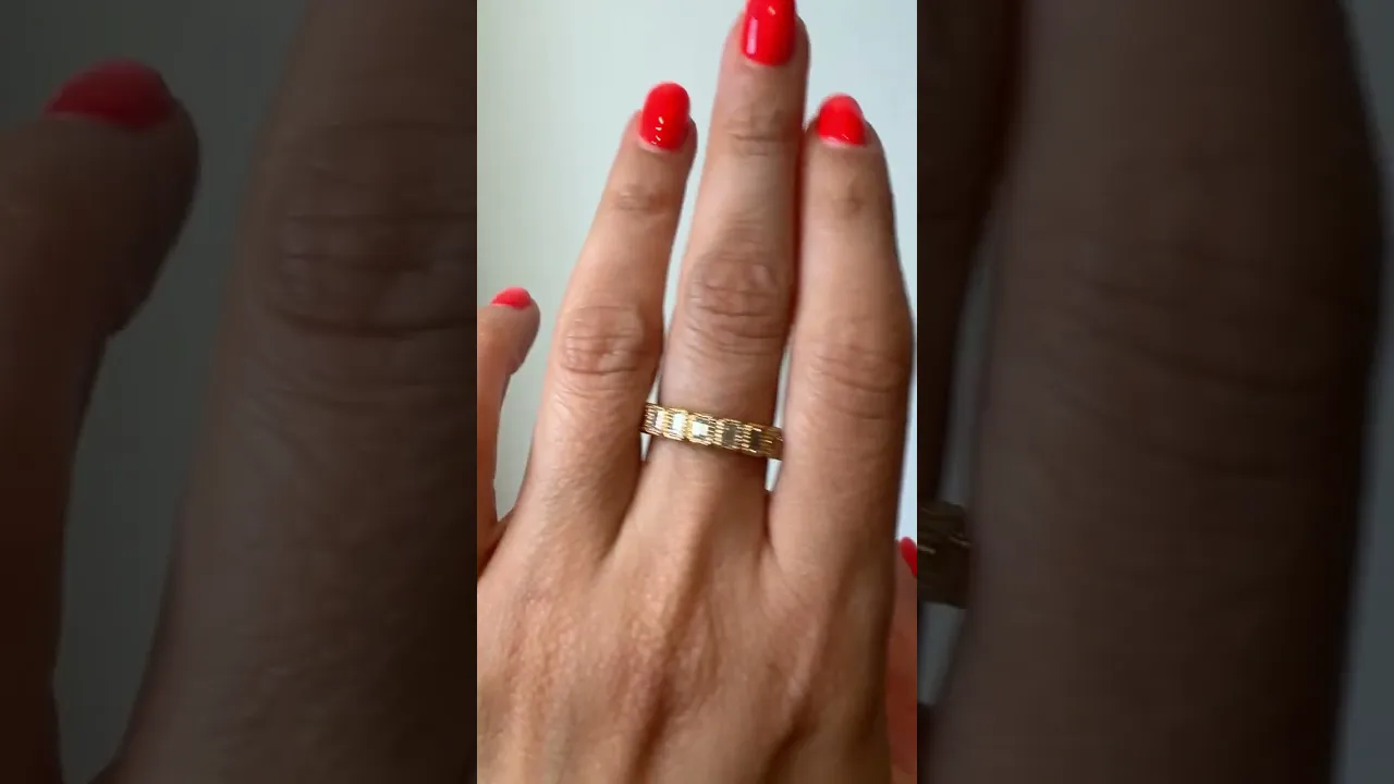 14K Gold Emerald Cut Halfway Vertical Eternity Milgrain Bezel Set Lab Grown Diamond Wedding Band Ring