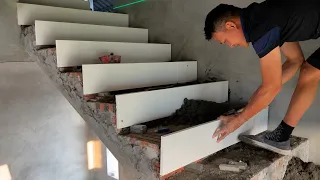 Process Technique Modern Stair Construction - The Secret Perfectly Combining Granite & Natural Wood