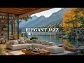 Warm Sunshine Peaceful Lakeside Elegant Coffee Shop Jazz In Tranquil Autumn Morning For Relax