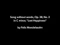 Mendelssohn - Song without Words, Op. 38, No. 2 in C minor, "Lost Happiness"