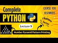 Number Pyramid Pattern Python Full course for Beginners Lecture 9