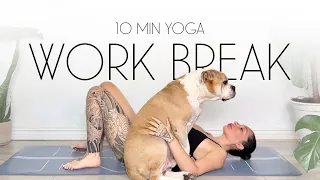 10 Min Work Break Yoga for Motivation \u0026 Stress (Intermediate Yoga Class)