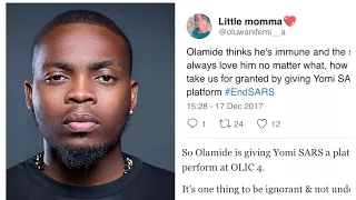 fans attack olamide over yomi sars performance at olic4