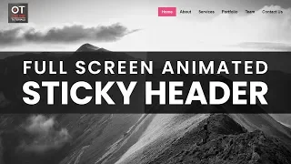 Full Screen Animated Sticky Header Sticky Navigation Bar After Scroll with Html CSS and jQuery