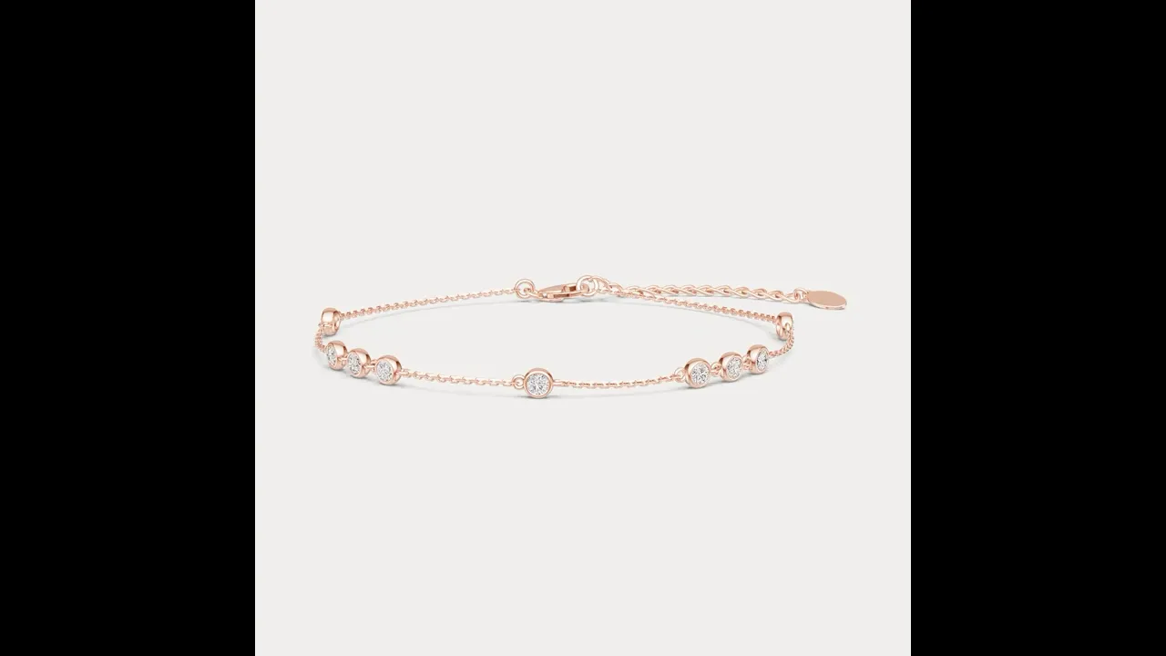 Bezel Set Lab-Grown Diamond Cluster Station Bracelet in 14K Gold/Platinum