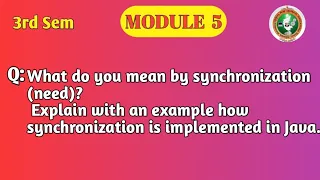 VTU 3rd Sem OOP with Java Synchronization in Java with Example BCS306A Module 5