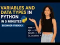 Beginner Python Course - Day 2 Variables Data Types Learn Variables and data types in 5 Minutes