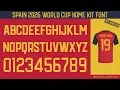 Spain 2026 World Cup Home Kit Font Free Download