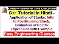 Application of Stacks Infix to Postfix using Stack Evaluation of Postfix Expression with Example