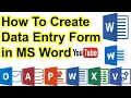 How to Create Data Entry Form MS Word
