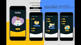 Covid-19 Guide App UI Design Project with ionic 5 Angular Framework V9 and Angular Materials