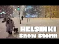 SUPER Snow Storm City Walk Winter in Finland February PRE-RECORDED SLOW TV CITY SOUND