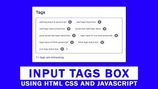 Make Add Tags Input Box in HTML CSS And JavaScript Tags Input in JavaScript