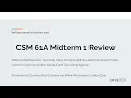 Midterm 1 Review Session CSM 61A Spring 2023