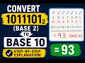 Convert 1011101 Base 2 to Base 10 Binary to Decimal Conversion Explained