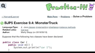 Java Practice It Exercise 9 4 MonsterTruck classes implementing inheritance instance method