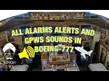 ALL ALARMS, ALERTS AND GPWS SOUNDS IN BOEING 777.