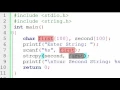 Copy first string onto second string using strcpy function