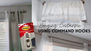 HOW TO HANG A CURTAIN ROD WITH COMMAND HOOKS NO HOLES OR TOOLS APARTMENT FRIENDLY