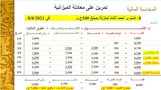 المحاسبة المالية 03 تمرين على معادلة الميزانية شرح تفاعليي 