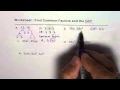 Worksheet for Common Factors and GCF of Polynomials