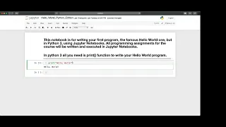 Hello World in Python 3 Using Jupyter Notebooks