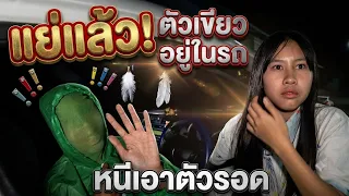ซวยแล้ว!! ตัวเขียวแอบอยู่ในรถหน้าบ้าน เกลลี่หนีเอาตัวรอดกับน้อง 