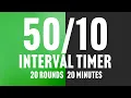 20-Minute Interval Timer 20 High-Intensity Rounds 20 Rest Periods No Music