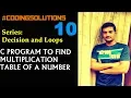 10-C PROGRAM TO FIND MULTIPLICATION TABLE OF A NUMBER -