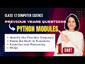 PYQs on Python MODULES random Module Class 12 Computer Science ENGLISH
