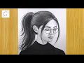 How to draw a Beautiful Glasses girl Drawing Easy A GIrl Drawing with glasses The Crazy Sketcher