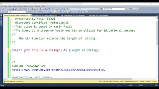 SQL Tutorials By Durkhun SQL LEN Function In Urdu Hindi 1