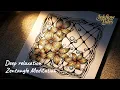 Window Grid 3D Dewdrops Shading on Golden Flowers Zentangle Meditation