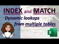 Excel for beginners INDEX and MATCH functions to lookup data from multiple tables