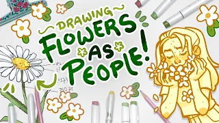 🌼 DAISY-INSPIRED CHARACTER DESIGN! | Drawing Flowers as People!