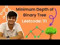 Leetcode 111 Minimum Depth of Binary Tree with code Hindi