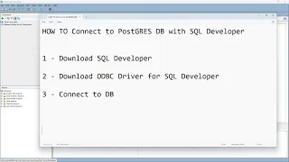 How to Connect PostgreSQL using SQL Developer