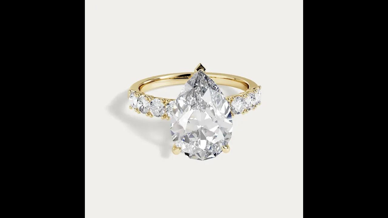 Carlotta丨Pear Lab Diamond Hidden Halo Half Pavé Engagement Ring