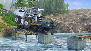 Crossing the MOST DANGEROUS Broken Bridge With a Giant Mining Truck Ever