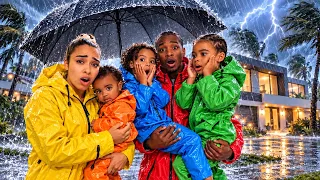 We SURVIVED A Severe Thunderstorm with 3 Kids!*flood warning* 😳