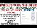 Coursera Mathematics For Machine Learning Linear Algebra Quiz Answers Week 1-5 Assignments ICL