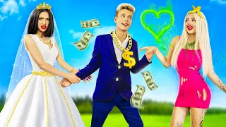 الطالب الفقير مقابل الغني وقعت بحب الفتاة المفلسة الطعام الغالي للغاية مقابل الرخيص 