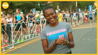 Janai Norman runs the half marathon in Philadelphia