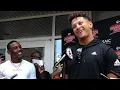 Chiefs rookie WR Mecole Hardman interviews Patrick Mahomes during press conference