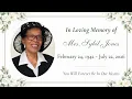 Celebration of the Life of Sybil Eliza Jones August 15 2026 Rosewood Church of The Nazarene