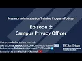 Research Administration Training Program Podcast Episode 6 Campus Privacy Officer