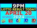 Lotto Result Today 9pm April 20 2024 PCSO