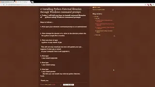 Part 1 Installing Python External libraries through Windows command prompt
